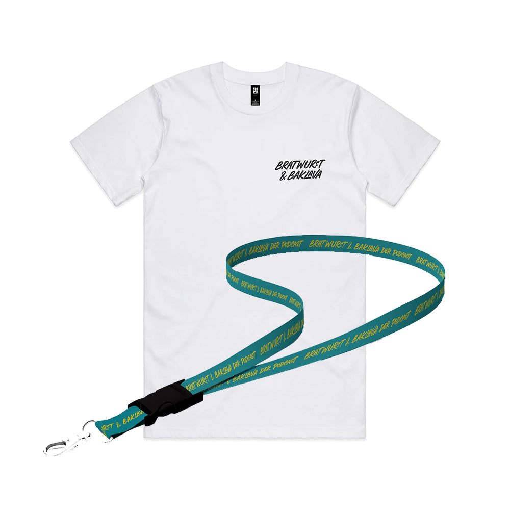 BRATWURST & BAKLAVA • T-Shirt Bundle “Baklava-Rezept” • weiss